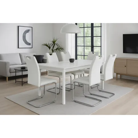 Szczegółowe zdjęcie nr 4 produktu Białe minimalistyczne krzesło metalowe - Marvivo