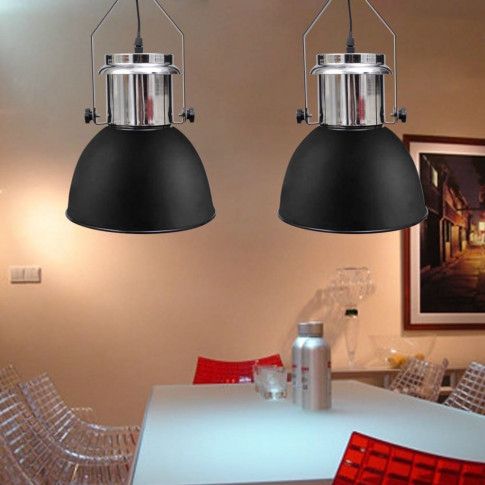 Szczegółowe zdjęcie nr 5 produktu Dwie czarne regulowane lampy wiszące loft - E984-Berlog