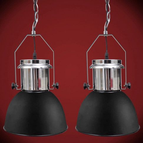 Szczegółowe zdjęcie nr 4 produktu Dwie czarne regulowane lampy wiszące loft - E984-Berlog