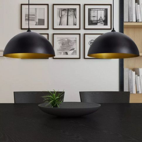Szczegółowe zdjęcie nr 4 produktu Czarne lampy wiszące z regulacją 2 sztuki - E985-Noris