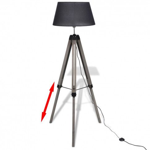 Fotografia Czarna regulowana lampa podłogowa z drewna - EX04-Etna z kategorii Lampy podłogowe