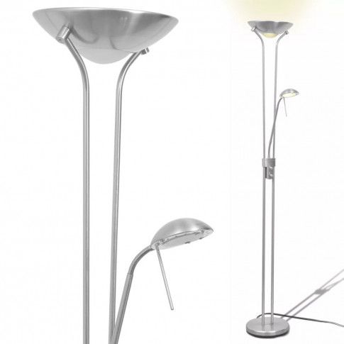 Zdjęcie srebrna lampa stojąca LED dwupunktowa EX05-Notra - sklep Edinos.pl
