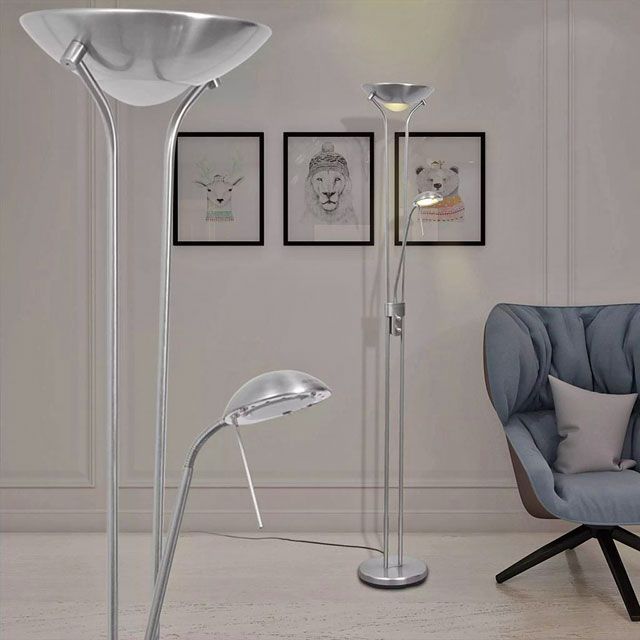 Produkt Srebrna stojąca lampa podłogowa LED do czytania - EX05-Notra