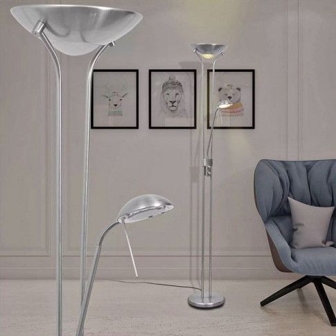 Fotografia Srebrna stojąca lampa podłogowa LED do czytania - EX05-Notra z kategorii Przeznaczenie