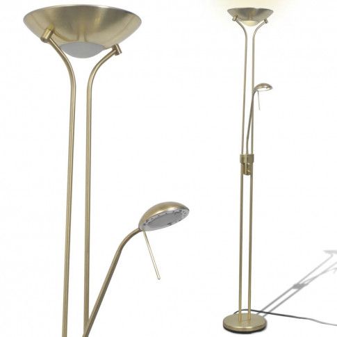 Szczegółowe zdjęcie nr 4 produktu Złota lampa podłogowa LED dwupunktowa - EX05-Notra