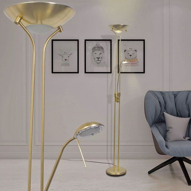 Produkt Złota lampa podłogowa LED dwupunktowa - EX05-Notra
