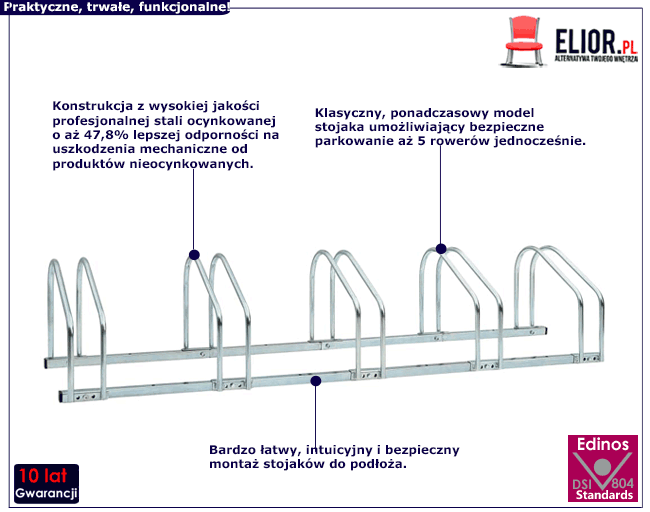 Stojak ze stali ocynkowanej na 5 rowerów Sirin 5X