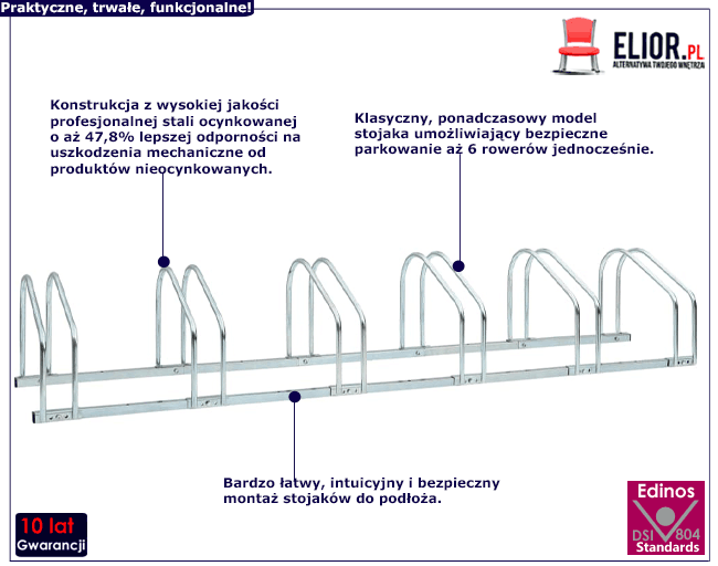 Stojak ze stali ocynkowanej na 6 rowerów Sirin 6X