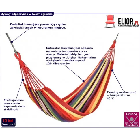 Kolorowy hamak ogrodowy Amelia infografika