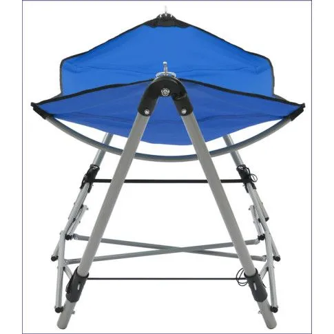 Niebieski hamak na składanym stelażu Lakris