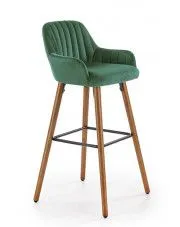 Zielony barowy hoker vintage welurowy z oparciem - Sirel w sklepie Edinos.pl