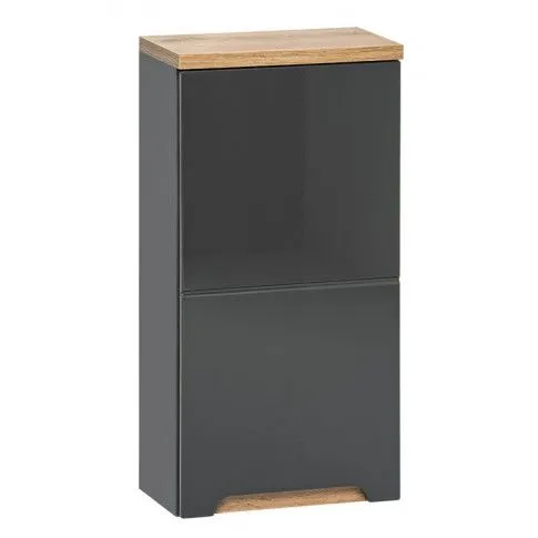 Szczegółowe zdjęcie nr 6 produktu Zestaw lakierowanych mebli łazienkowych z umywalką 60 cm - Marsylia 2Q Grafit połysk 60 cm
