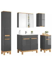 Zestaw lakierowanych mebli łazienkowych z umywalką 60 cm grafit połysk - Dixi 2Q w sklepie Edinos.pl