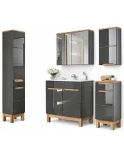 Zestaw mebli łazienkowych stojących z umywalką 80 cm grafit połysk - Dixi 2Q w sklepie Edinos.pl