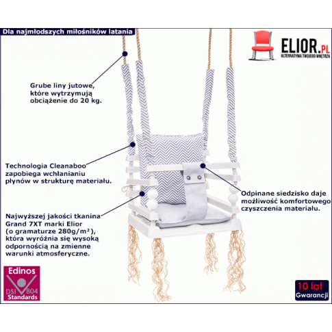 Fotografia Szara huśtawka dla dziecka 3w1 - Pola  z kategorii Pokój dziecięcy