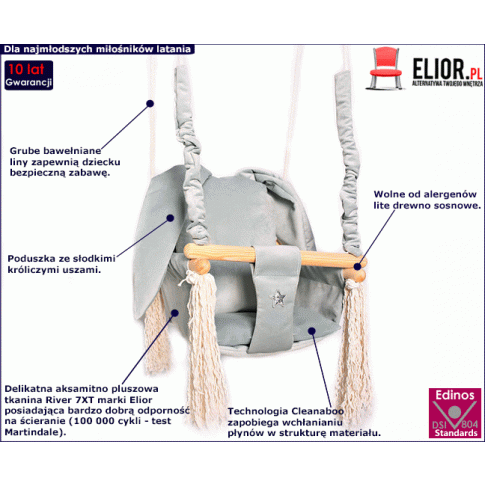 Fotografia Szara huśtawka dla dzieci królik - Delia z kategorii Pokój dziecięcy