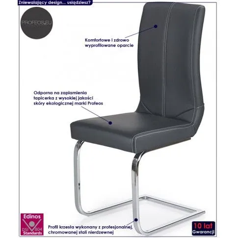 Fotografia Krzesło tapicerowane Ringi - czarne z kategorii Krzesła metalowe