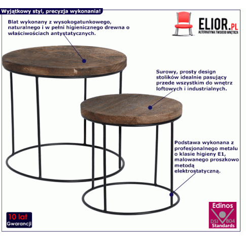 Fotografia Loftowy zestaw stolików kawowych - Olerno z kategorii Ławy i stoliki