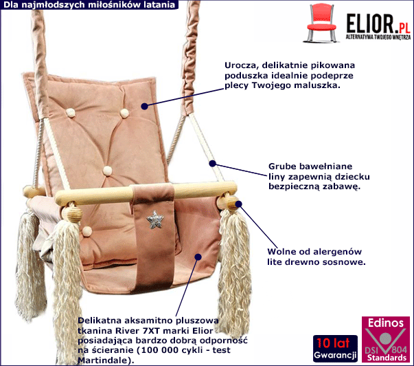 Różowa huśtawka dla dziewczynki Obilos