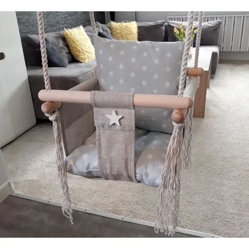 Szczegółowe zdjęcie nr 4 produktu Miętowa huśtawka dla dzieci w gwiazdki - Barma