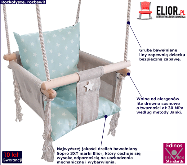 Huśtawka dla dziecka w białe groszki Barma