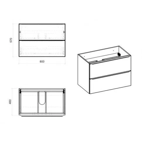 Szczegółowe zdjęcie nr 4 produktu Podwieszana szafka łazienkowa pod umywalkę z szufladami - Malta 3X Dąb 80 cm