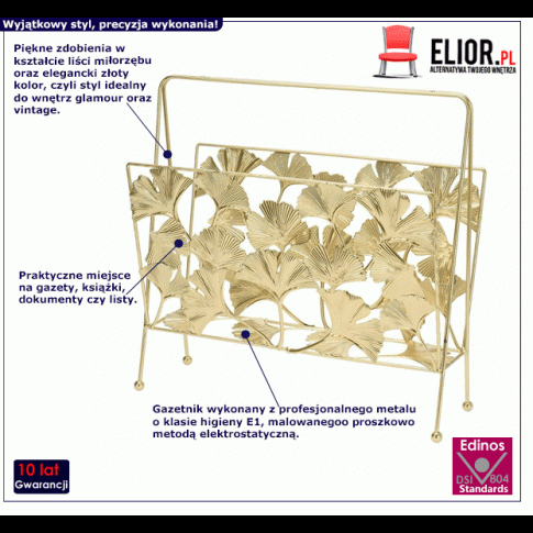 Vintage gazetnik Beline złoty elegancki