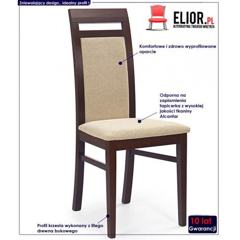 Fotografia Krzesło tapicerowane drewniane Tolen - ciemny orzech z kategorii Inne krzesła tapicerowane