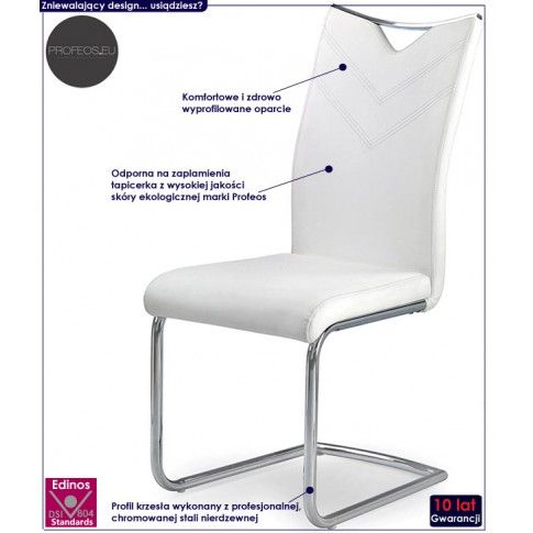 Fotografia Białe minimalistyczne krzesło na płozach - Eldor z kategorii Pozostałe krzesła