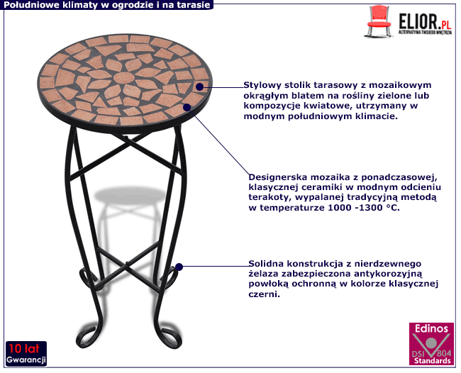 Terakotowy mozaikowy kwietnik Cadix