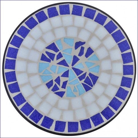 Mozaikowy blat niebiesko białego stolika na rośliny Cadix