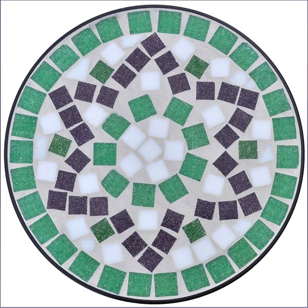 Mozaikowy blat zielono-białego stolika na kwiaty Cadicx