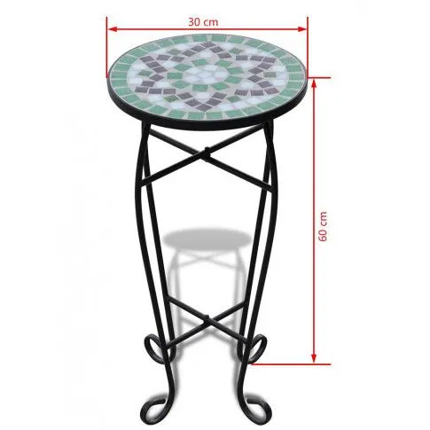 Wymiary zielono białego stolika z mozaiką na rośliny Cadix