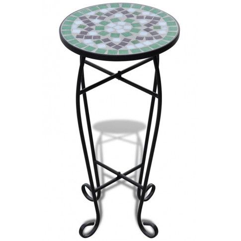 Zielono biały mozaikowy stolik na kwiaty Cadix