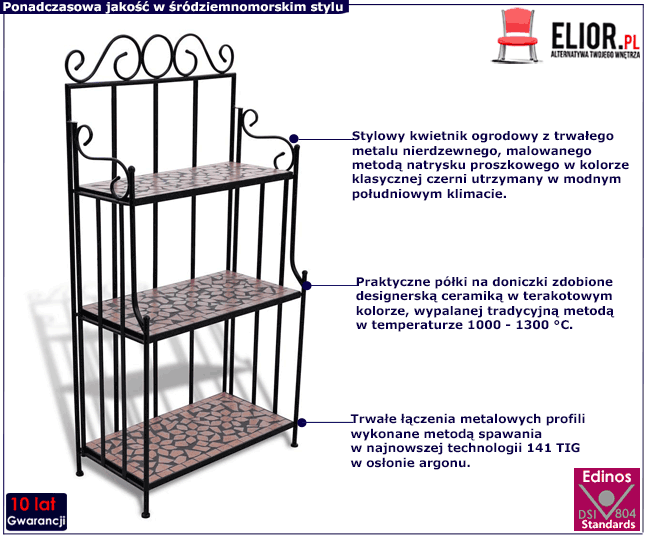 Kwietnik z terakotową mozaiką Morivo