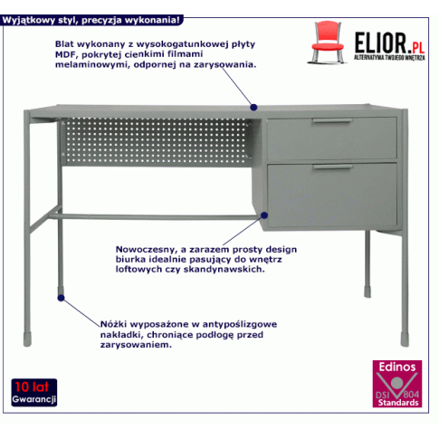 Fotografia Skandynawskie biurko szare - Karson z kategorii Pozostałe biurka