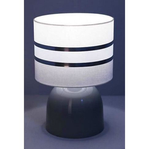 Popielata lampka nocna EX66-Hadel z białym abażurem