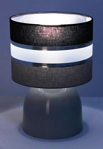 Produkt Szara okrągła lampka stołowa w paski - EX67-Hadel