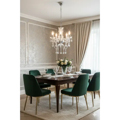 Srebrny żyrandol świecznikowy z kryształkami   EX96 Senegal