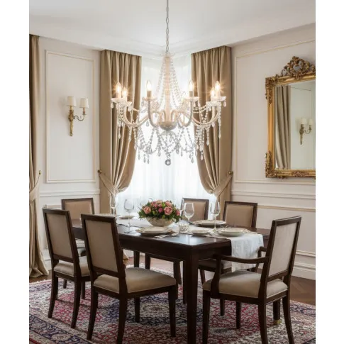 Biały świecznikowy żyrandol kryształowy   EX98 Amidro