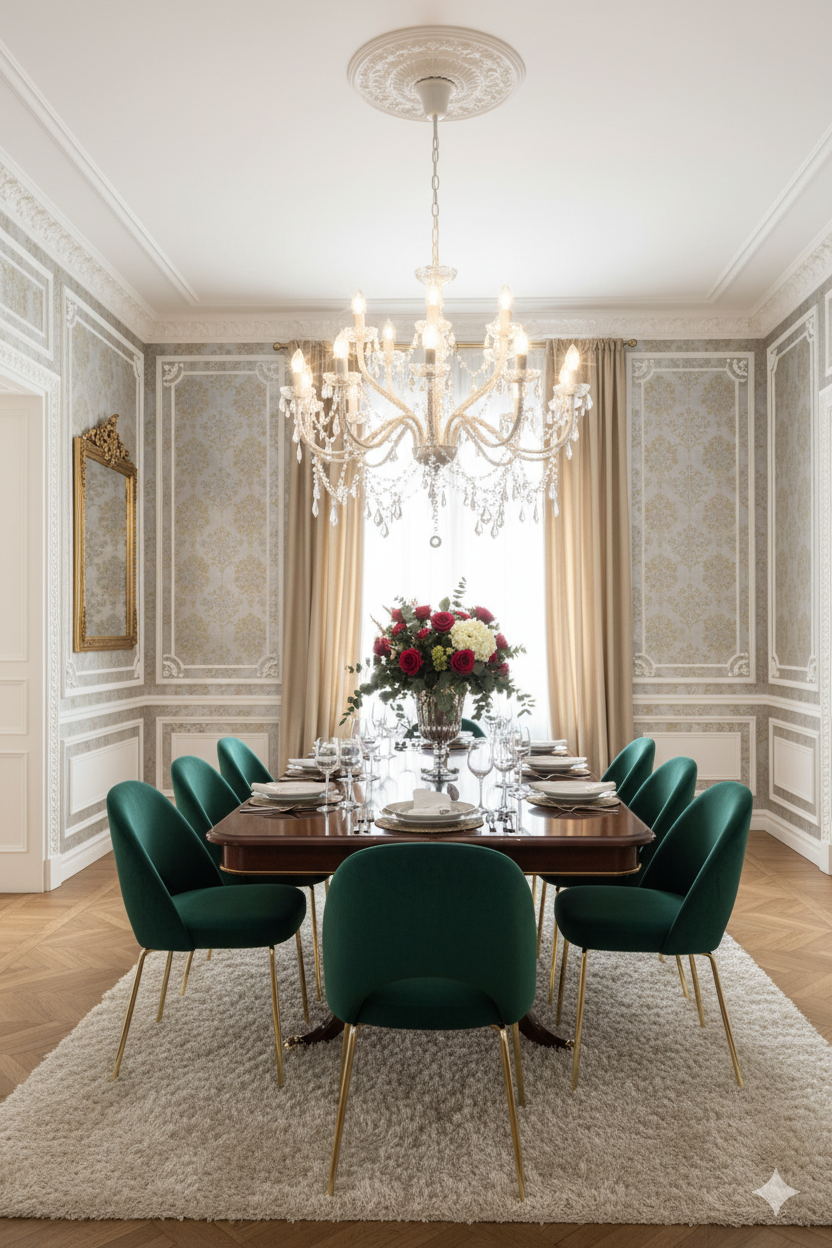 Aranżacja jadalni z żyrandolem świecznikowym kryształowym - EX100-Abro