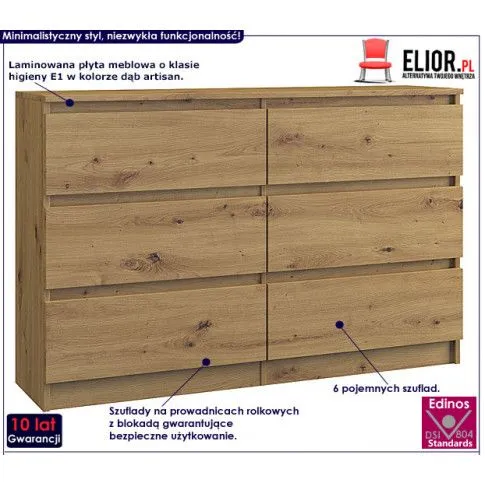 Fotografia Duża komoda 140 cm dąb artisan - Berta 2X z kategorii Komody