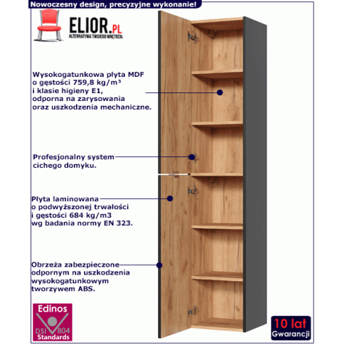 Podwieszany słupek łazienkowy Malta 2X Czarny