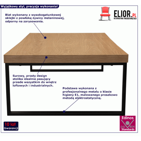 Loftowy stolik kawowy Ethen do salonu