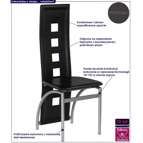 Fotografia Tapicerowane czarne krzesło Bilios z kategorii Krzesła