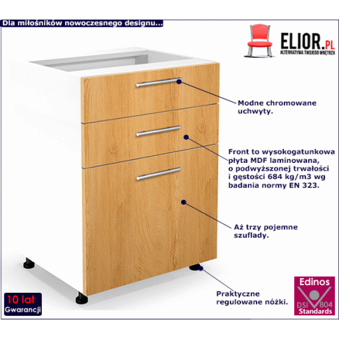 Kuchenna szafka z szufladami Limo 9X dąb miodowy