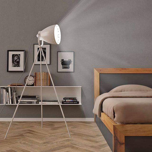 Biała minimalistyczna lampa podłogowa EX109-Vella z regulowanym kloszem