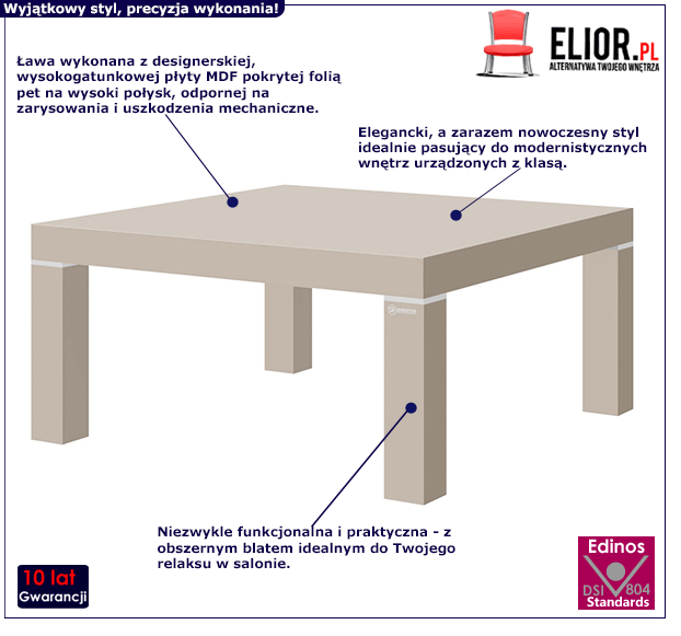 Beżowa ława Sheldo 3X - do salonu