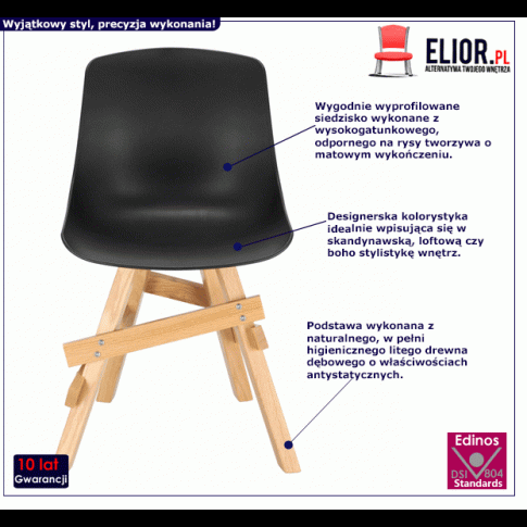Nowoczesne krzesło Trisi czarne drewniane