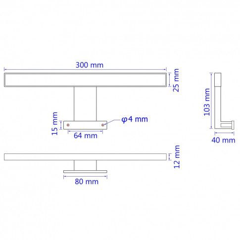 Wymiary lampy łazienkowej EX124-Molda